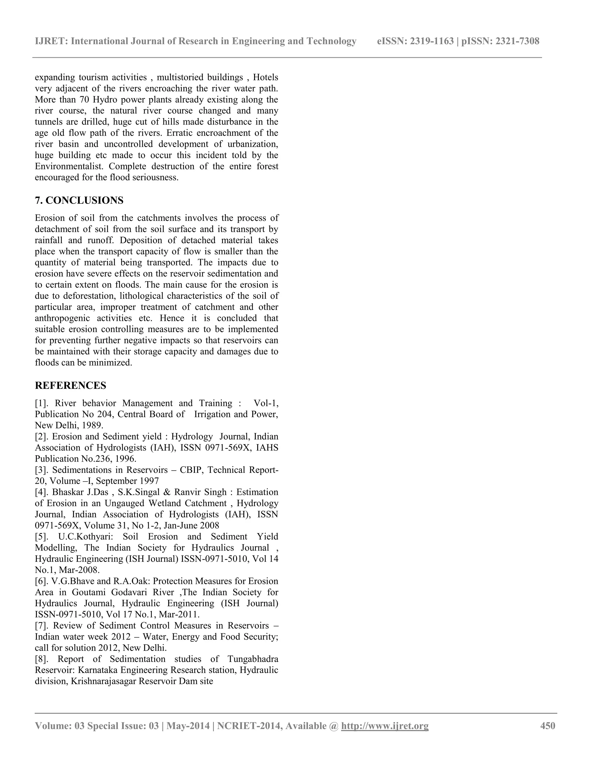 A study on soil erosion and its impacts on floods and sedimentation | PDF