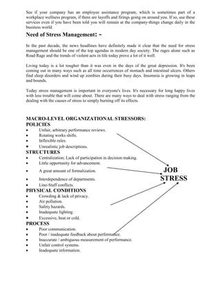 A study on stress among the employees with special reference to stero…