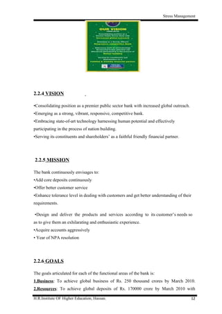 A study on stress management of employees at syndicate bank | DOC