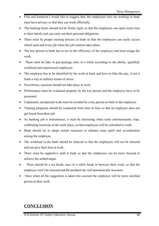 A study on stress management of employees at syndicate bank | DOC