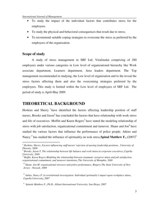 A study on stress management with special reference to a private sector ...