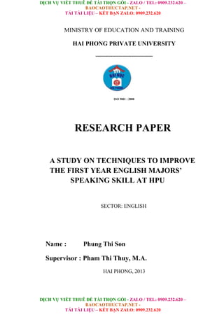 A Study On Techniques To Improve The First Year English Majors ...