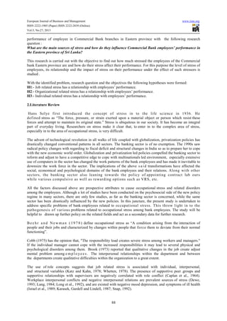A study on the effect of stress on performance of employees in ...