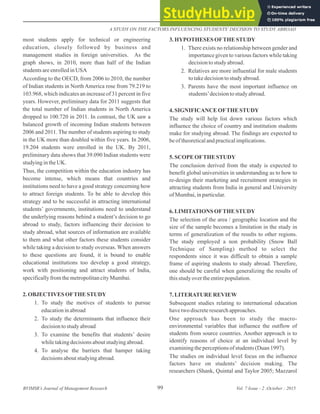 A STUDY ON THE FACTORS INFLUENCING STUDENTS DECISION TO STUDYABROAD | PDF
