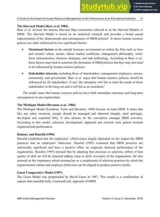 A Study On The Impact Of Human Resource Management On The Performance ...