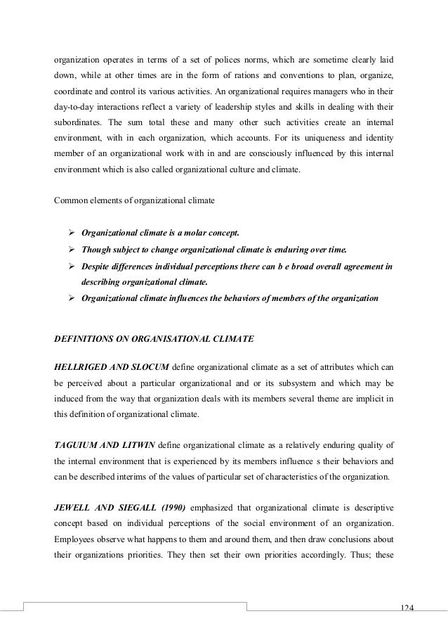 Dissertation on organizational climate ppt