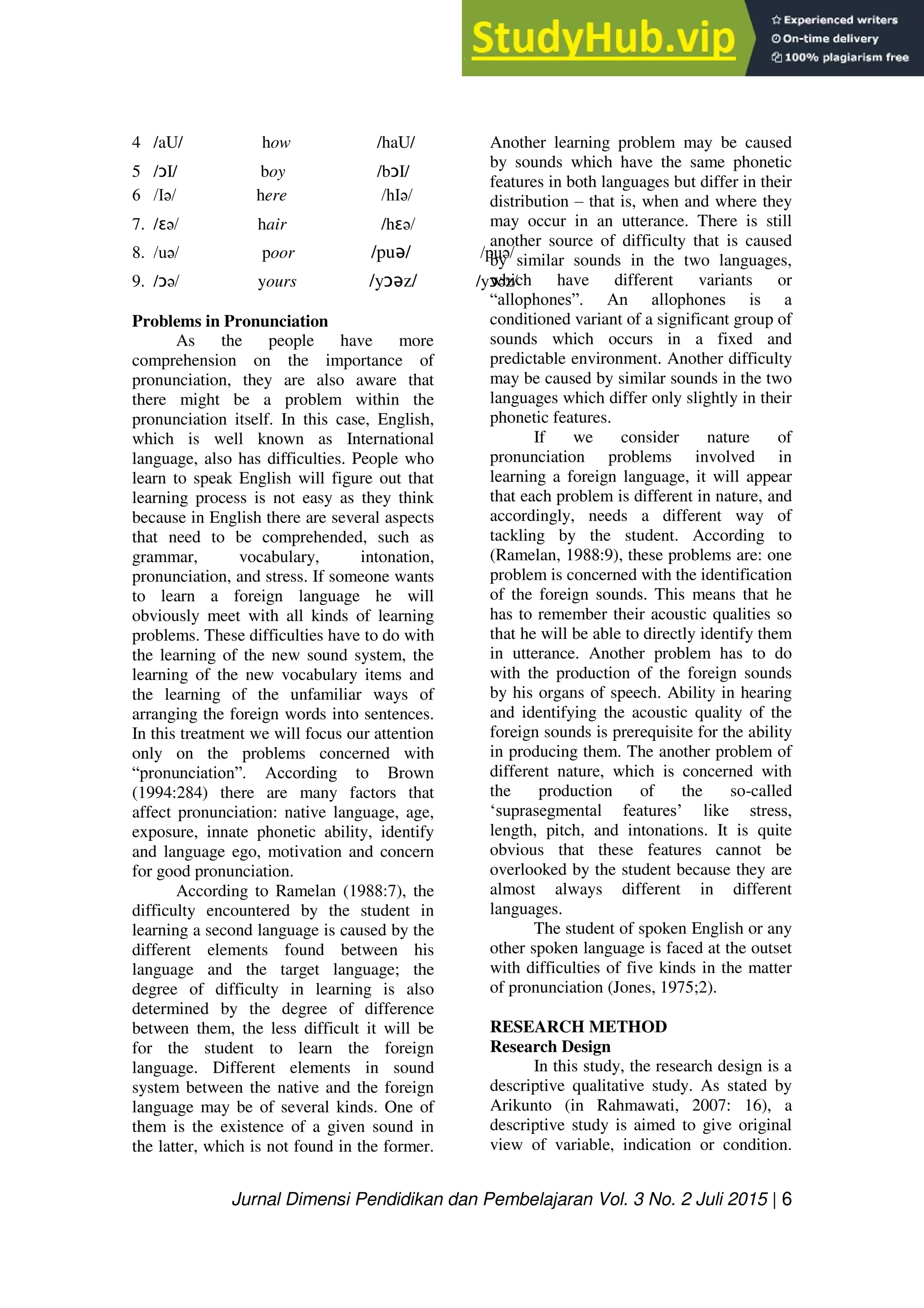 A Study On The Students Ability In Pronouncing Diphthongs | PDF