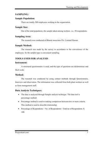 A Study on Training and Development at Bharathi Associates | DOC