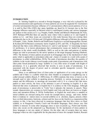 A study on urdu speakers’ use of english stress patterns phonological