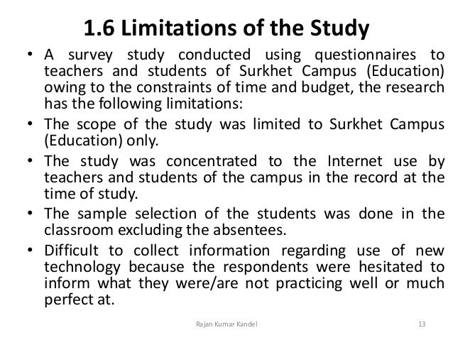 scope and limitations of the study in research paper a study on use of the by the teachers and scope and limitations of the study in research paper a study on use of the by the teachers and