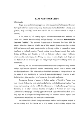 A study on using group writing to improve writing skills for 10th form ...
