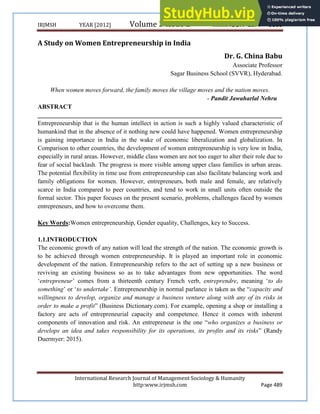 A Study on Women Entrepreneurship in India.pdf