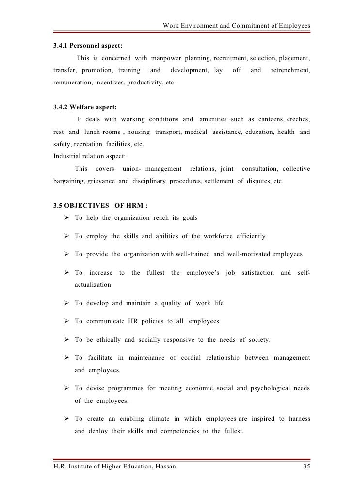 A Study On Work Environment And Commitment Of Employees