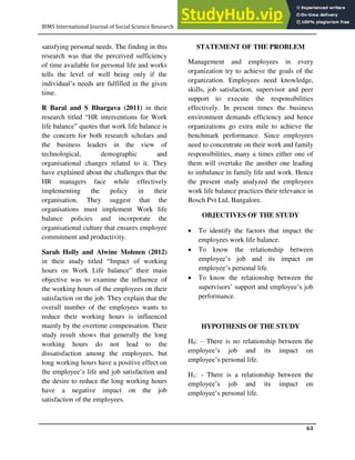 A STUDY ON WORK LIFE BALANCE OF THE EMPLOYEES | PDF