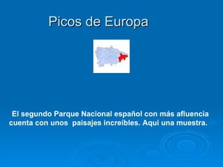 Picos de Europa




 El segundo Parque Nacional español con más afluencia
cuenta con unos paisajes increíbles. Aquí una muestra.
 