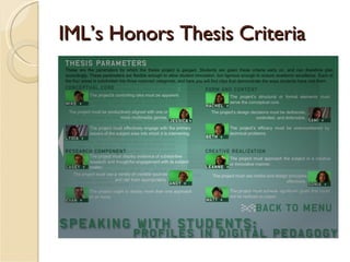 IML’s Honors Thesis Criteria 