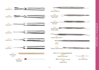 38135
Gubia inox. Nº 12

38145
Sacabarros doble rosca
38143
Baja pieles especial
punta y plano

38134
Gubia inox. Nº 8

38133
Gubia inox. Nº 5

ESTÉTICA Y BELLEZA

38142
Baja pieles especial
doble plano

38144
Baja pieles especial
cuchilla y redondo
38132
Gubia inox. Nº 3
38141
Baja pieles especial dentista
38131
Gubia inox. Nº 2
38146
Lanceta
38130
Gubia inox. Nº 1

38140
Baja pieles niquelado normal

38013
Palos de naranjo
12 unid.

38016-2
Sacabarros Titania grande
38008
Quita cutículas Titania

38009
Baja pieles pata
cabra Titania

38016
Sacabarros Titania

~ 129 ~

 