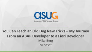 You Can Teach an Old Dog New Tricks – My Journey
From an ABAP Developer to a Fiori Developer
Mike Berg
Mindset
 
