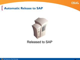 [ Automatic Release to SAP




                                    Released to SAP



 Real Experience. Real Advantage.
 