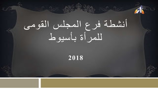‫القومى‬ ‫المجلس‬ ‫فرع‬ ‫أنشطة‬
‫بأسيوط‬ ‫للمرأة‬
2018
 
