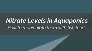 How to manipulate them with fish feed
Nitrate Levels in Aquaponics
 