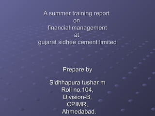 A summer training report | PPT