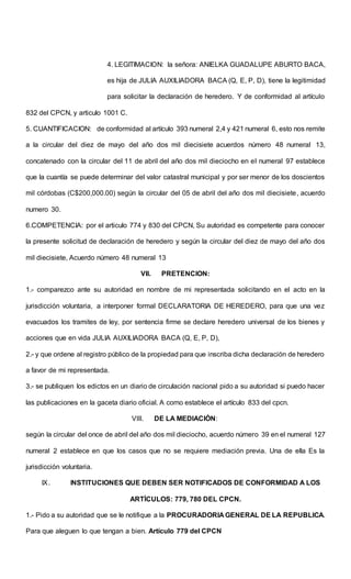 MODELO DE ACCION DE DECLARACIÓN DE HEREDEROS - NICARAGUA