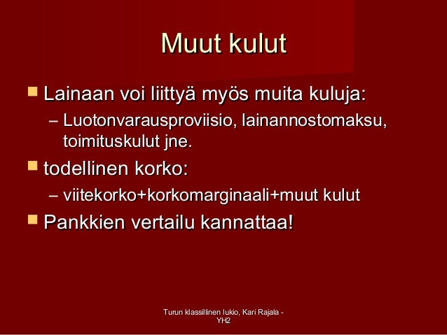 Asuntolainan korko Asuntolainan korko