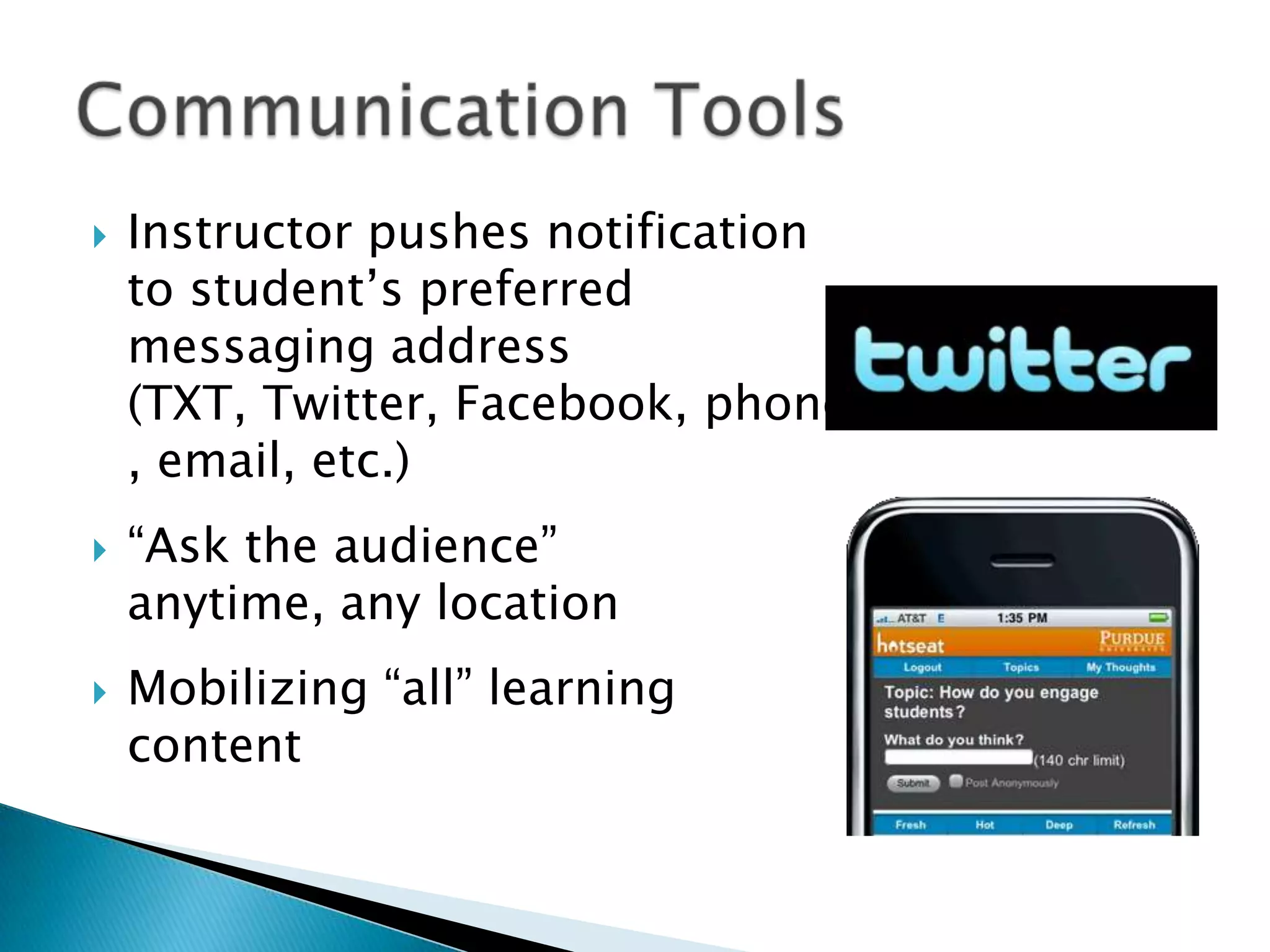 Enhance & Integrate:eLearning PlatformMedia Tools & ServicesDesign, Development & Support ServicesIntroduce:Learner AnalyticsMobile, Messaging & Social ApplicationsVirtual Campus…