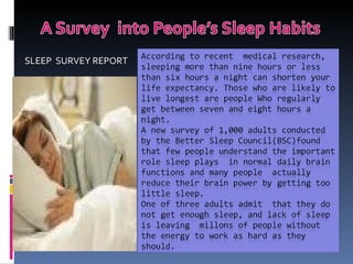 SLEEP  SURVEY REPORT 