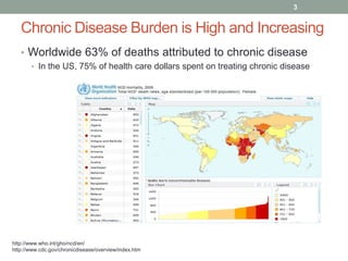 Chronic Disease Burden is High and Increasing
• Worldwide 63% of deaths attributed to chronic disease
• In the US, 75% of ...