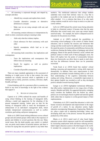 A Survey On Critical Thinking In Education Scenario | PDF