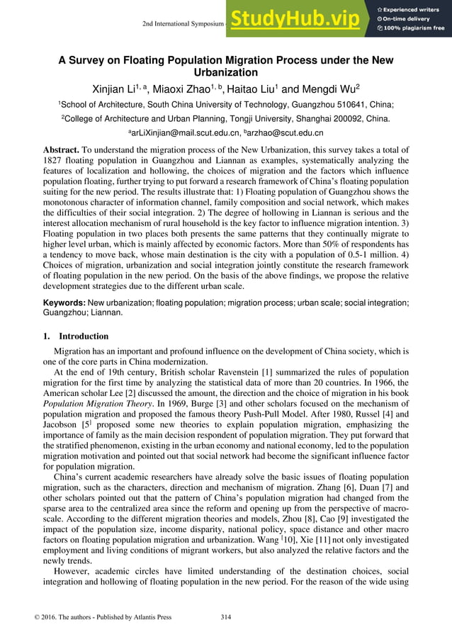 A Survey On Floating Population Migration Process Under The New