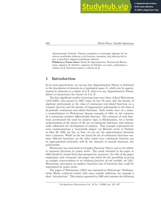 A Survey On The Weierstrass Approximation Theorem | PDF