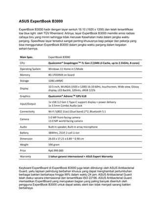 ASUS ExpertBook B3000 | PDF