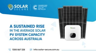 A SUSTAINED RISE
IN THE AVERAGE SOLAR
PV SYSTEM CAPACITY
ACROSS AUSTRALIA
1300 867 328 info@solar-secure.com.au
 