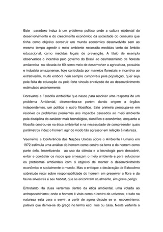 A sustentabilidade ambiental  meus