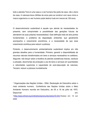 A sustentabilidade ambiental  meus