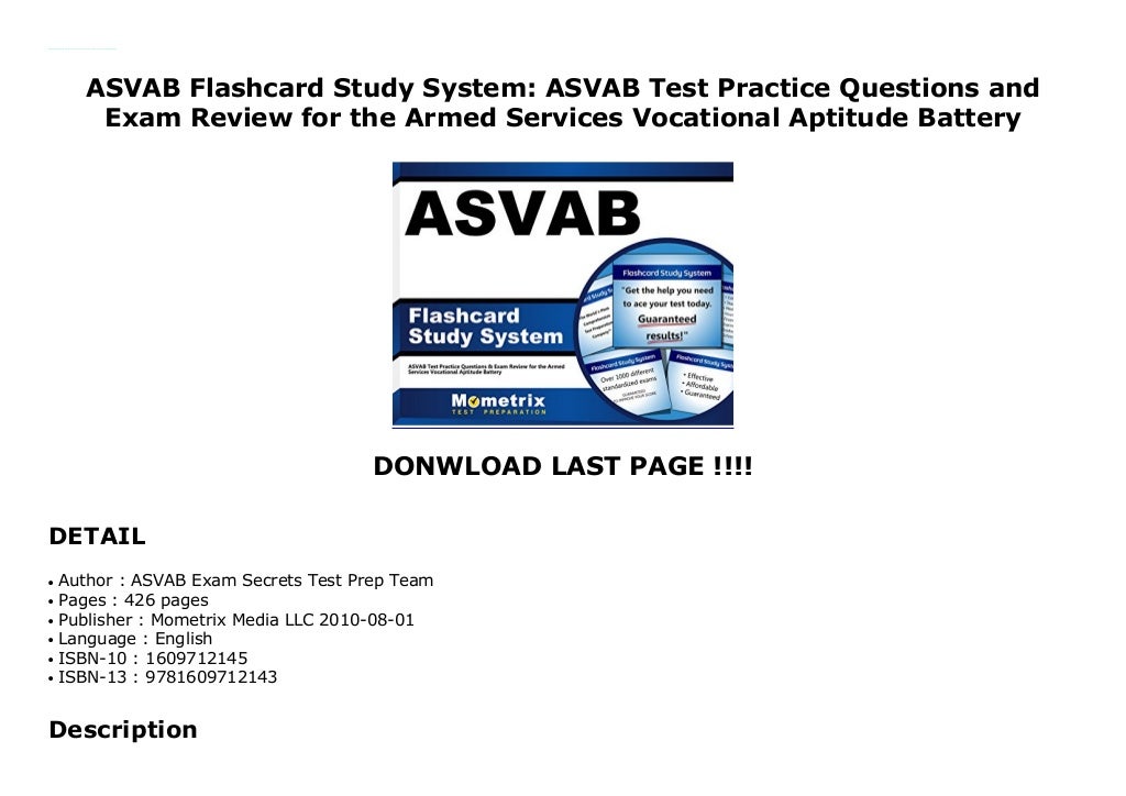 ASVAB Flashcard Study System: ASVAB Test Practice Questions and Exam ...