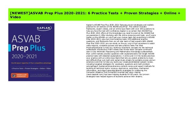 Newest Asvab Prep Plus 2020 2021 6 Practice Tests Proven Strategi