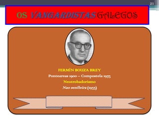 21


OS VANGARDISTAS GALEGOS




           FERMÍN BOUZA BREY
      Ponteareas 1900 – Compostela 1973
             Neotrob...