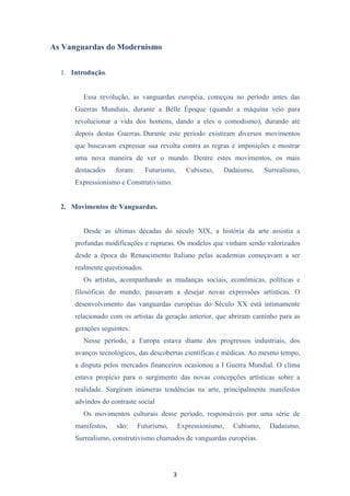 As vanguardas do modernismo