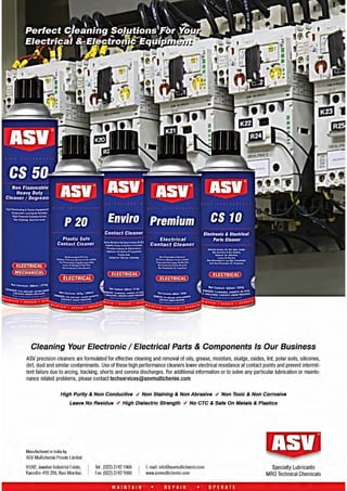 ASV Electrical Cleaners from Project Sales Corp