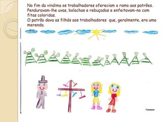 No fim da vindima os trabalhadores ofereciam o ramo aos patrões. Penduravam-lhe uvas, bolachas e rebuçados e enfeitavam-no com fitas coloridas. O patrão dava as filhós aos trabalhadores  que, geralmente, era uma merenda.