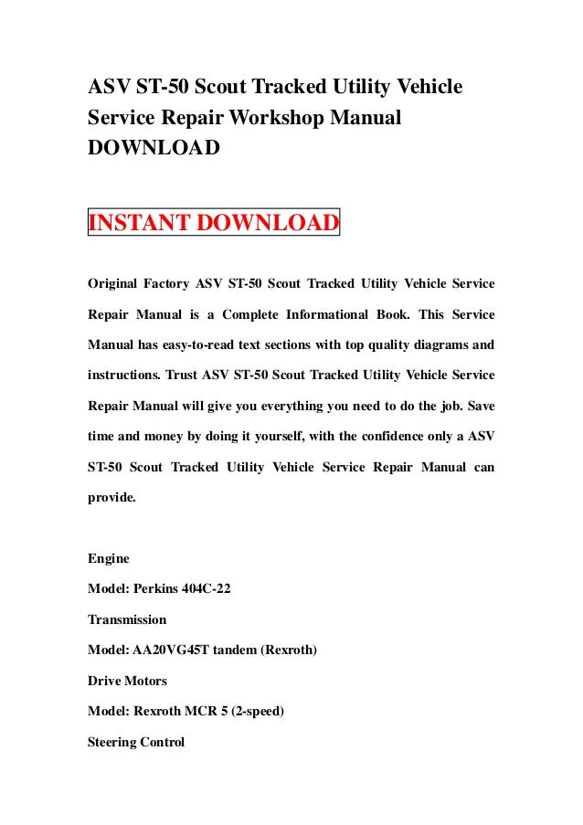 Asv st 50 scout tracked utility vehicle service repair manual