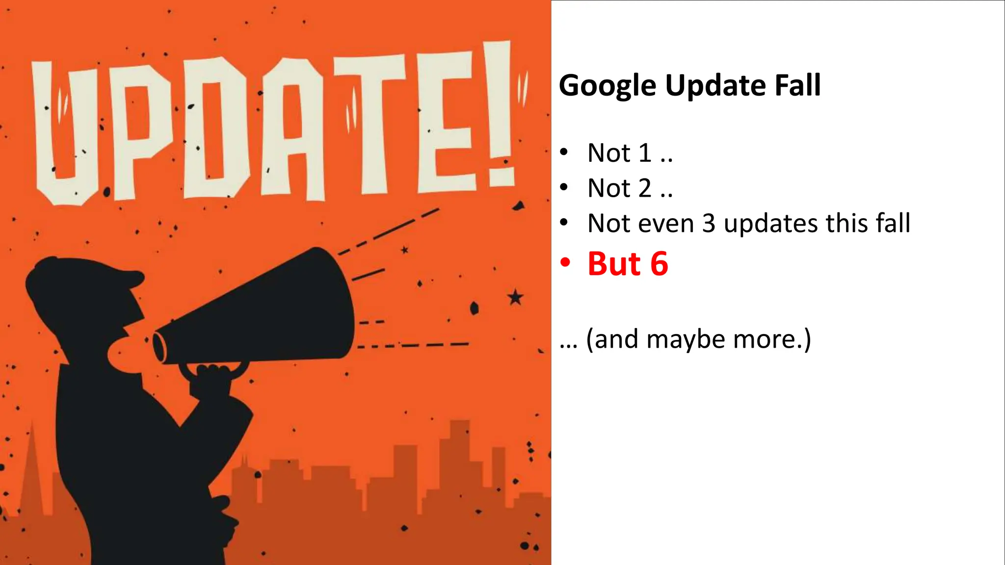 @schachin
Kristine Schachinger
Google Update Fall
• Not 1 ..
• Not 2 ..
• Not even 3 updates this fall
• But 6
… (and maybe more.)
 