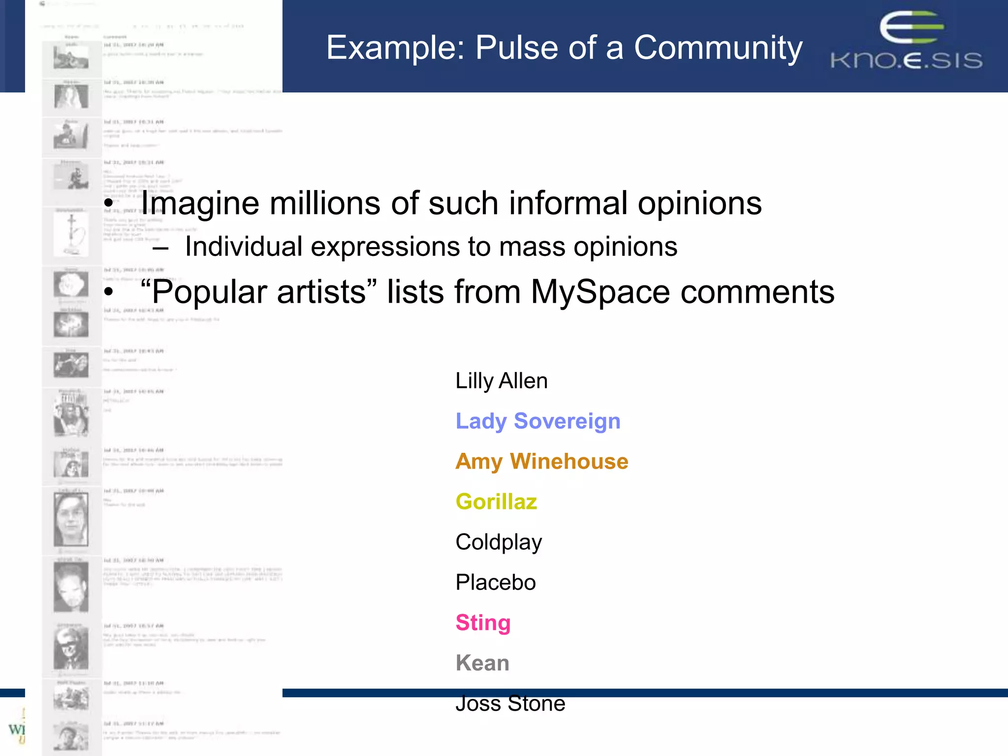 Understanding content … informal textI say: “Your music is wicked” What I really mean: “Your music is good” 45