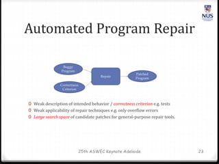 Automated Program Repair Keynote talk | PPTX