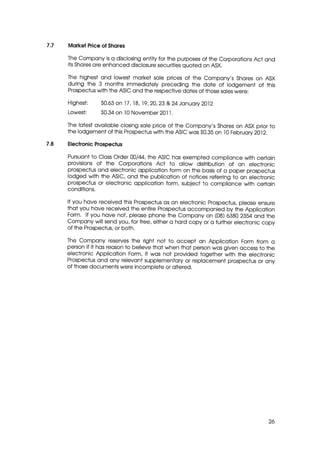 Prospectus and Appendix February 2012