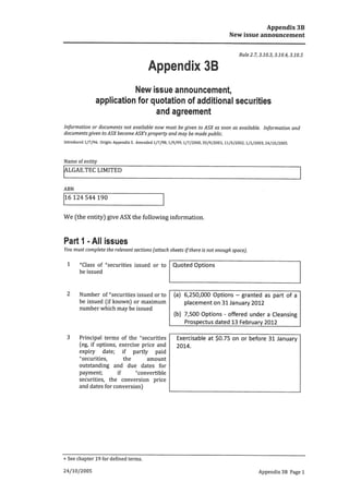 Prospectus and Appendix February 2012
